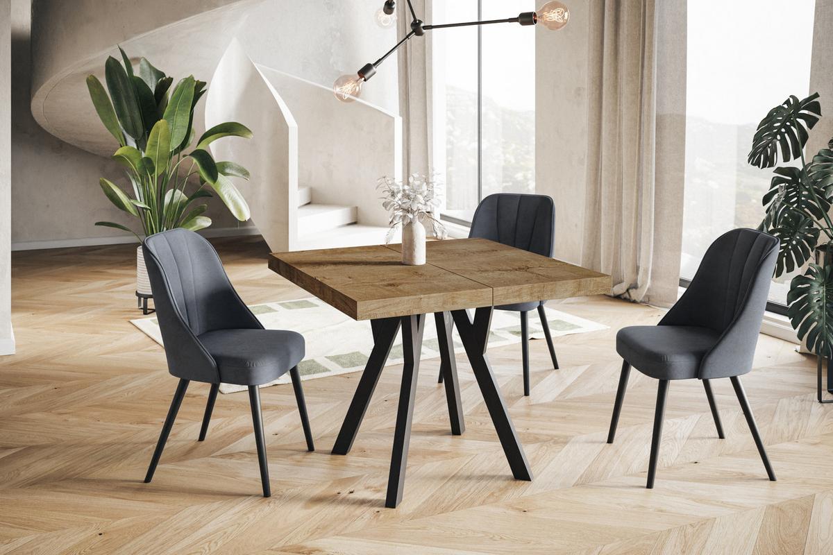 QUADRATISCHER Esstisch ausziehbar – Moderner Wohnzimmertisch und Küchentisch – Tisch mit Holzbeinen, Durchmesser 110 cm - 210 cm - Farbe Lefkas - Dunkelbraun/Schwarz, Holzwerkstoff (110/110/77cm) - Alpi-Möbel