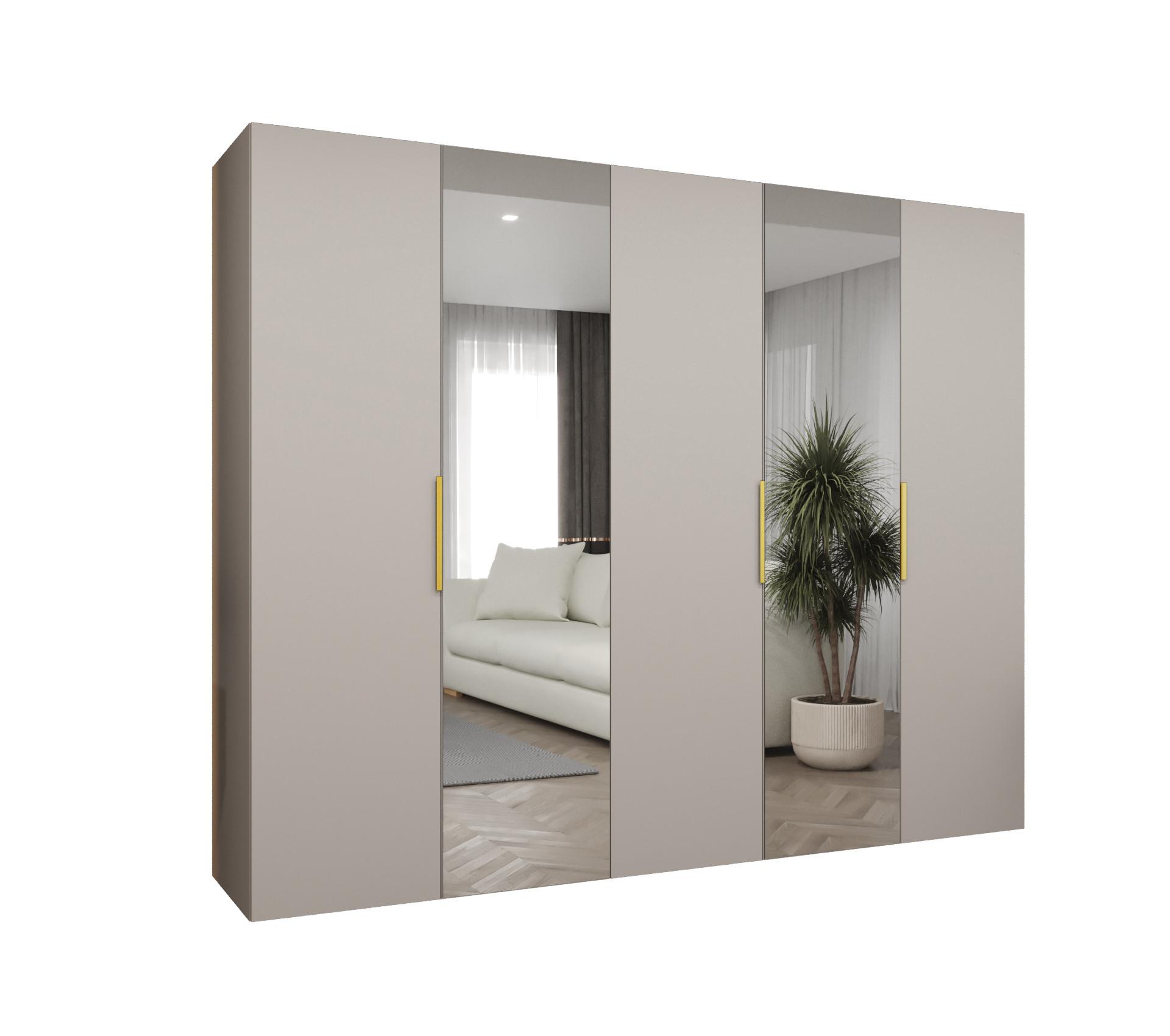 DREHTÜRENSCHRANK 202/250/52 5-türig - Kaschmir/Goldfarben, Holz (250/202/52cm) - MÖBEL KRYSPOL