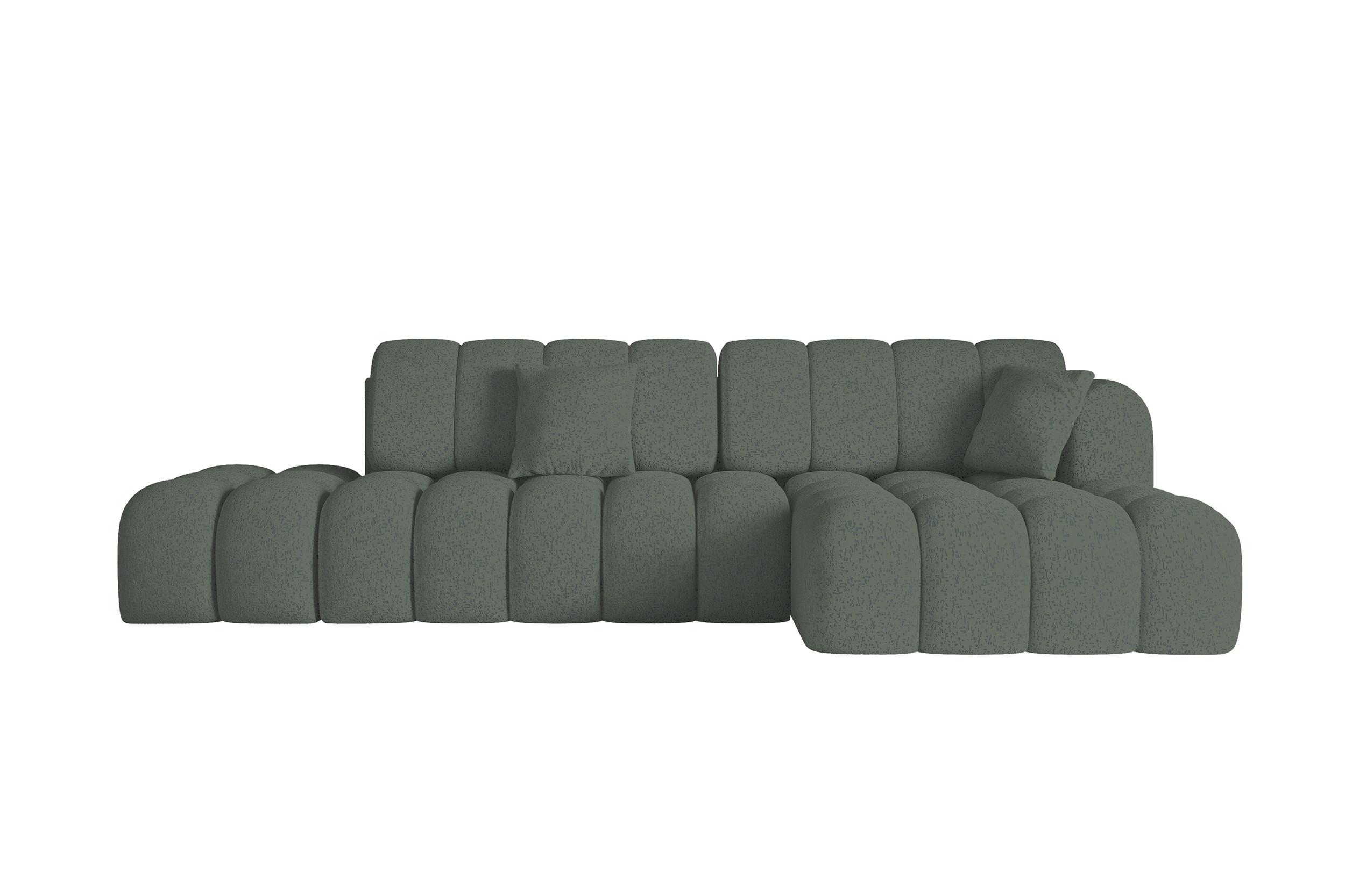 ECKSOFA mit Schlaffunktion Ottomane RECHTS OLEA-L2 321x164x75 Grün Tissu - Waldgrün/Schwarz, Holzwerkstoff/Kunststoff (164/321cm) - ALTDECOR