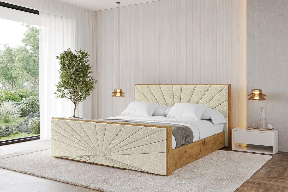 POLSTERBETT mit Bettkasten, Fußteil und Lattenrost, Boxbett mit Matratze H3/H4 - ENZO6-Z 140x200 Beige - Taupe, Holzwerkstoff/Textil (140/200cm) - ALTDECOR