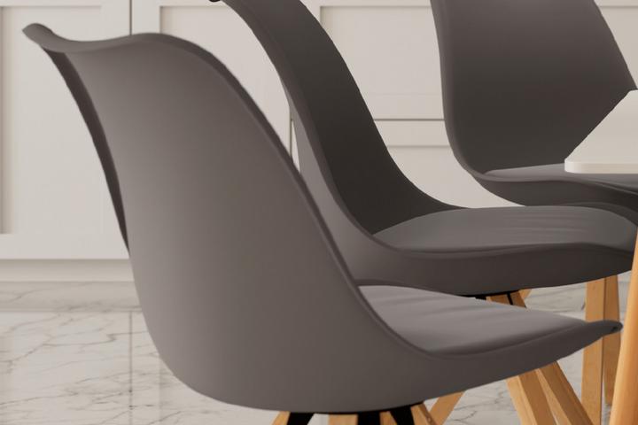 Stuhl grau Kunststoff Textil Lederlook Schaumstoff