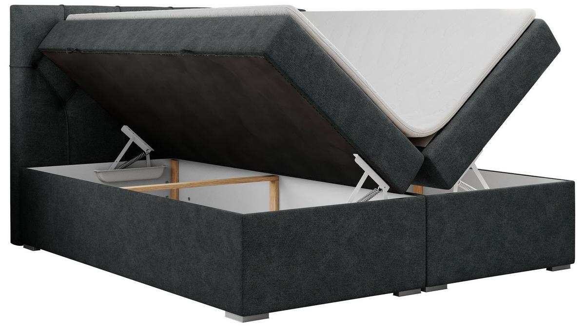 BOXBETT ALDA 200/200 Dunkelgrau Struktur - H3 - Dunkelgrau, Holz/Textil (200/200cm) - MKS