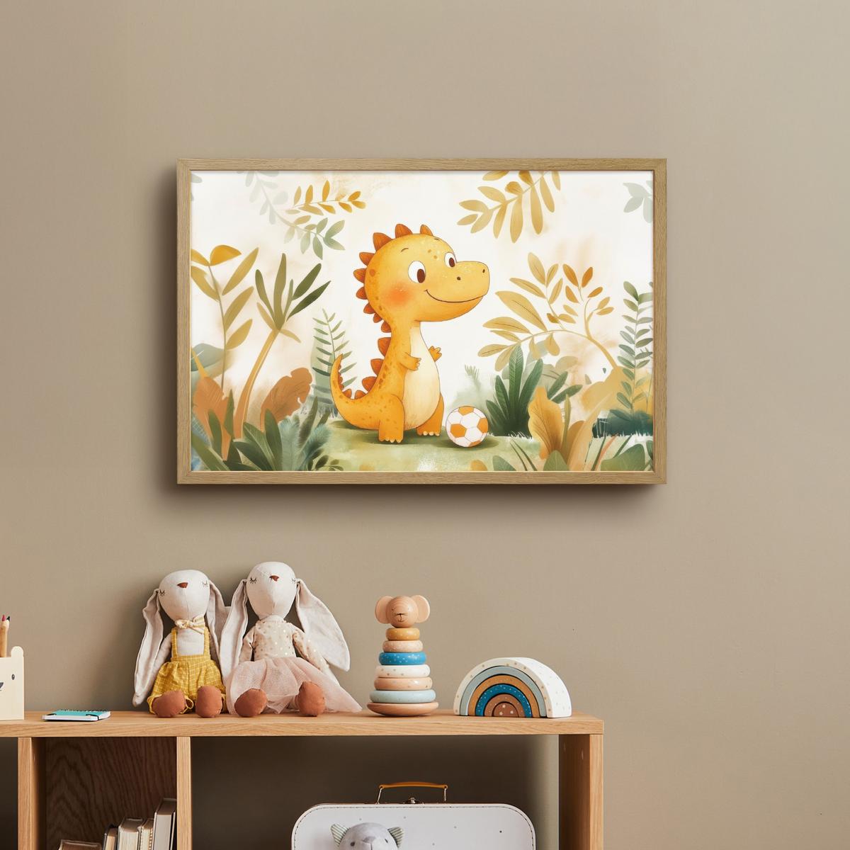 WANDLEUCHTE MIT AKKU Dino - Fußball - Orange 60x40 cm - Beige, Holzwerkstoff (60/40/8cm) - OnlyWow