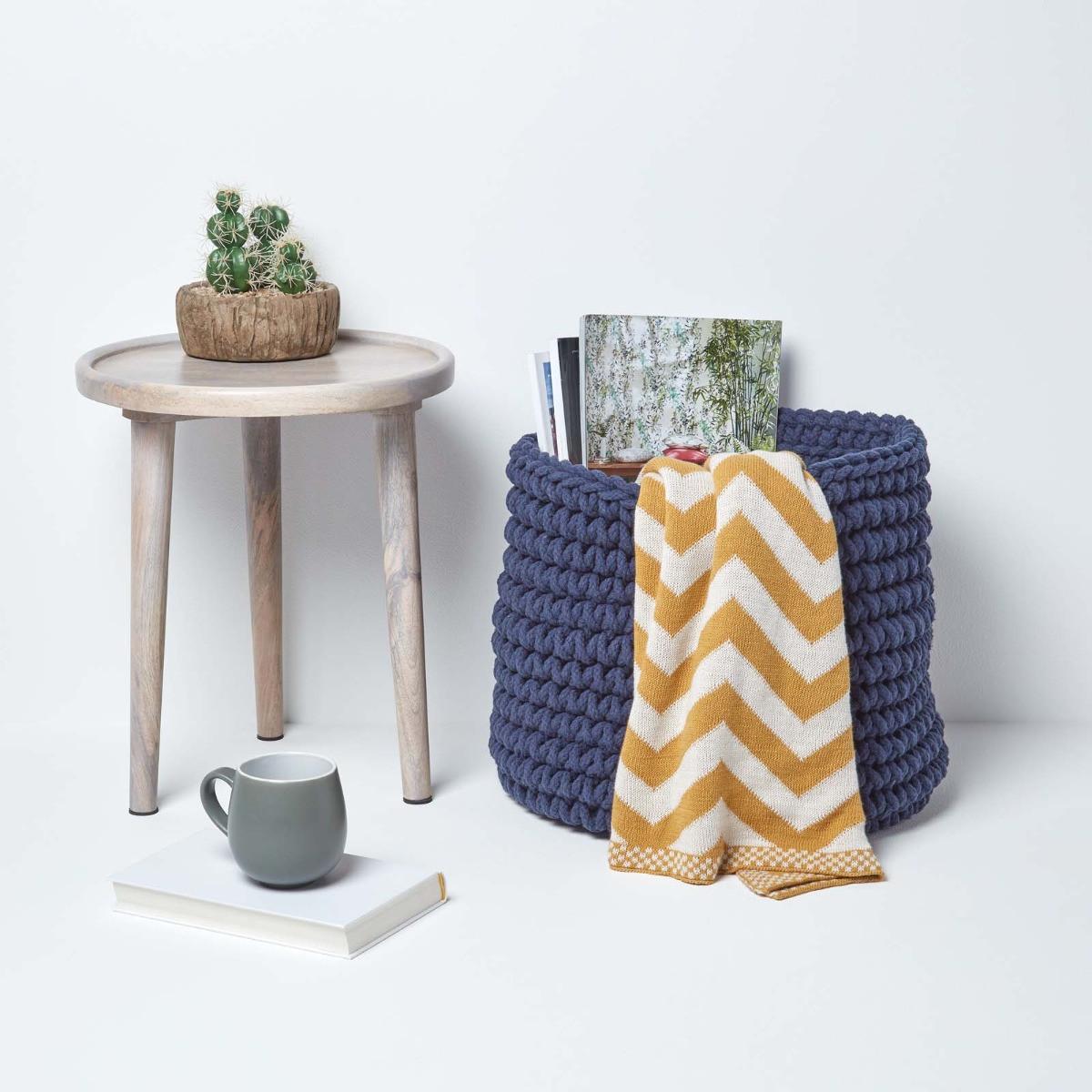 AUFBEWAHRUNGSKORB Baumwolle 42/37 cm - Dunkelblau, Textil (42/42/37cm) - Homescapes