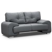 SOFA 2-SITZER Omega grau - Chromfarben/Grau, Leder/Metall (185/88/98cm) - Beautysofa