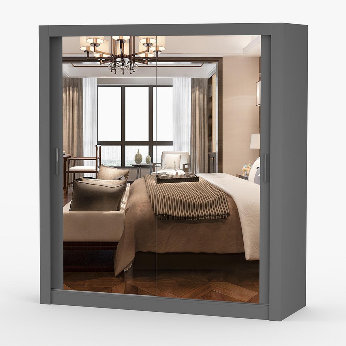 KLEIDERSCHRANK Milan 180 cm, 180/215/64, 2-türig, grau - Grau, Holzwerkstoff (180/215/64cm) - imoebel24