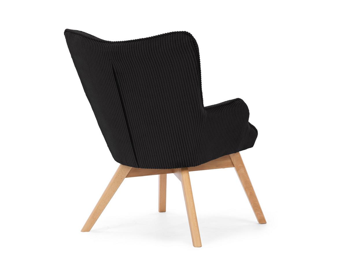 LOUNGESESSEL Lenari Schwarz Cordstoff mit Füßen in Natur - Schwarz/Naturfarben, Holz/Textil (71/96/86cm) - S-Style Möbel