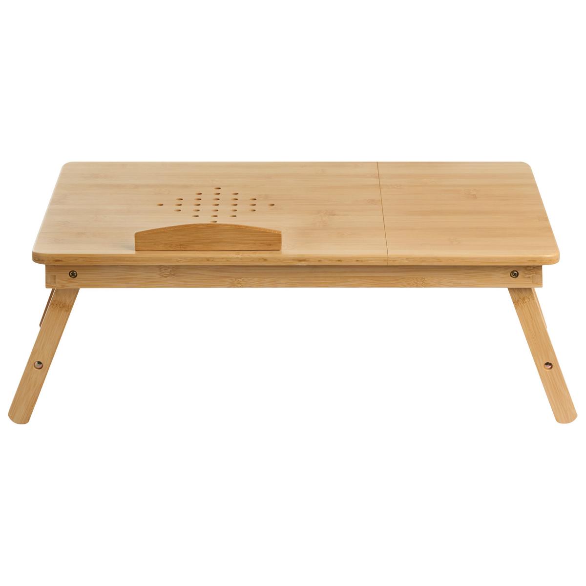 KLAPPBARER Laptoptisch Hellbraun 57/35 cm Orge - Hellbraun/Braun, Holz (35/57/21cm) - Beliani