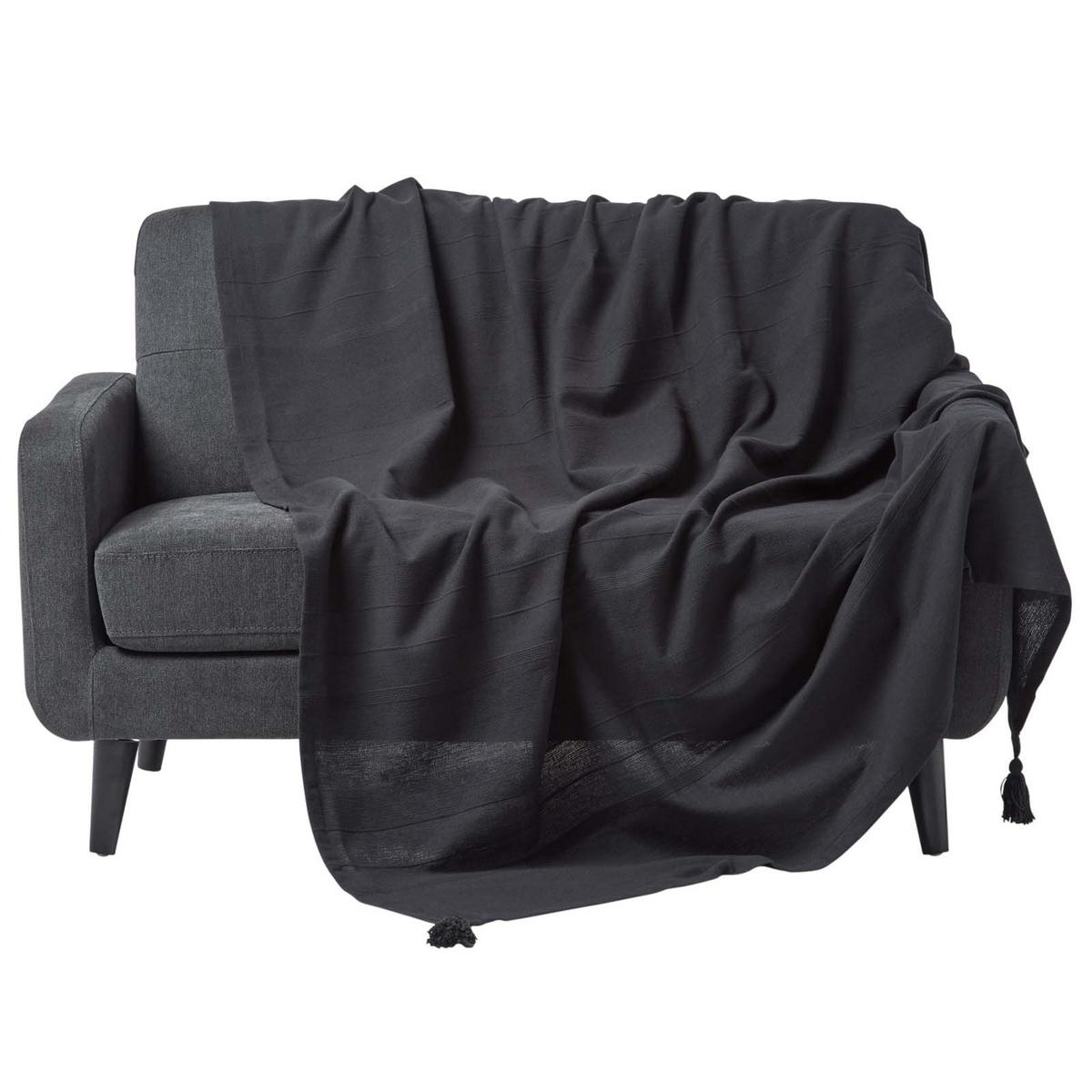 ÜBERWURF Rajput 225/255 cm, 100% Baumwolle - Schwarz, Textil (225/255cm) - Homescapes