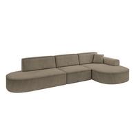 ECKSOFA Ottomane Rechts MARI-L2 - 328x171x79 cm Dunkelbraun Velours - Dunkelbraun/Schwarz, Holzwerkstoff/Kunststoff (171/328cm) - ALTDECOR