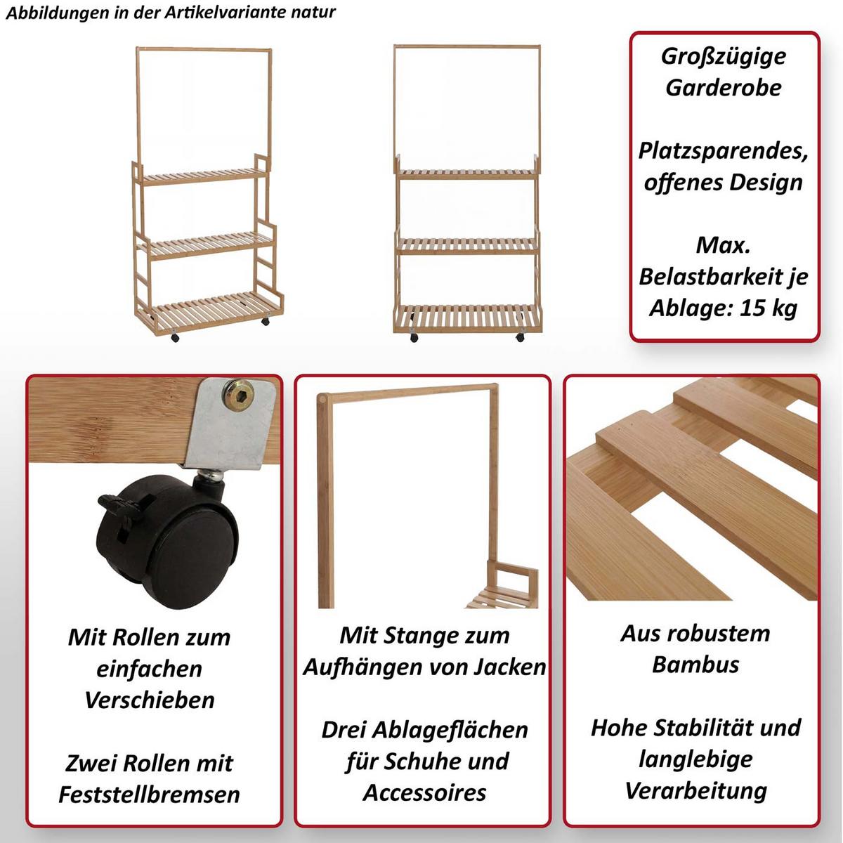 STANDGARDEROBE Braun - Braun, Holz (93/175/38cm) - MCW