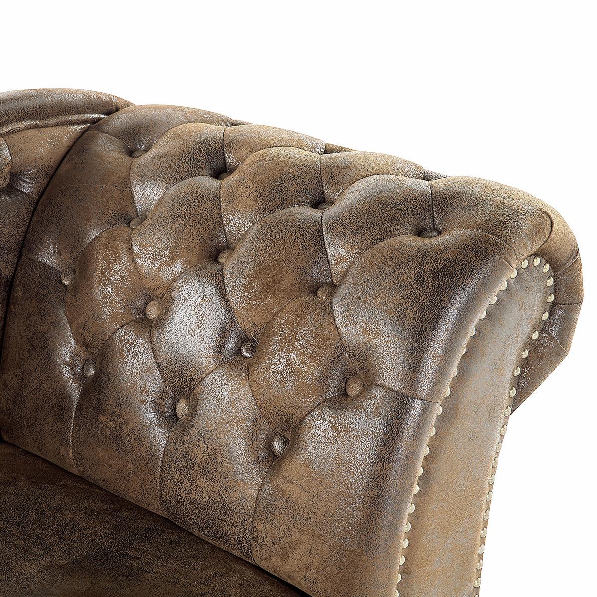 CHAISELONGUE Kunstwildleder braun rechtsseitig Nimes - Braun, Kunststoff (170/79/61cm) - Beliani