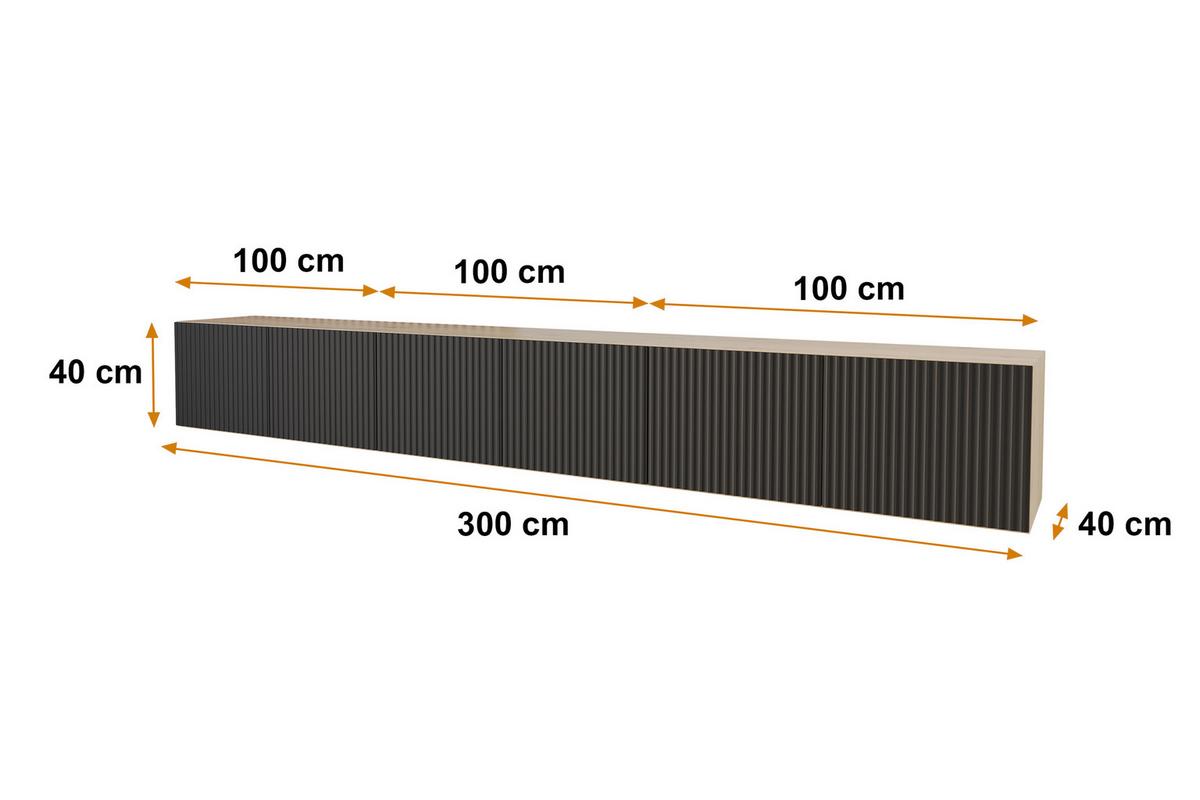 LOWBOARD NOA-2-W 3x100x40x40 cm - Artisan / Schwarz - Schwarz, Holzwerkstoff (300/40/40cm) - ALTDECOR