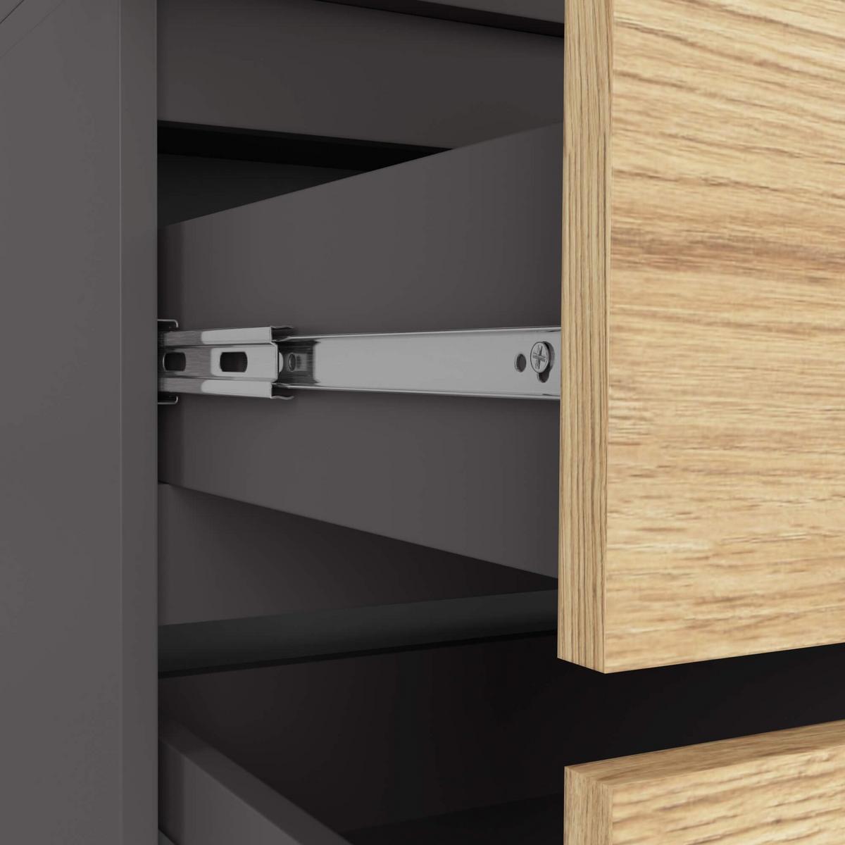 KLEIDERSCHRANK Graphit Grau, Eiche Artisan 180/90/51 - Eiche Artisan, Holzwerkstoff (90/180/51cm) - RAUMHIRSCH FURNITURE