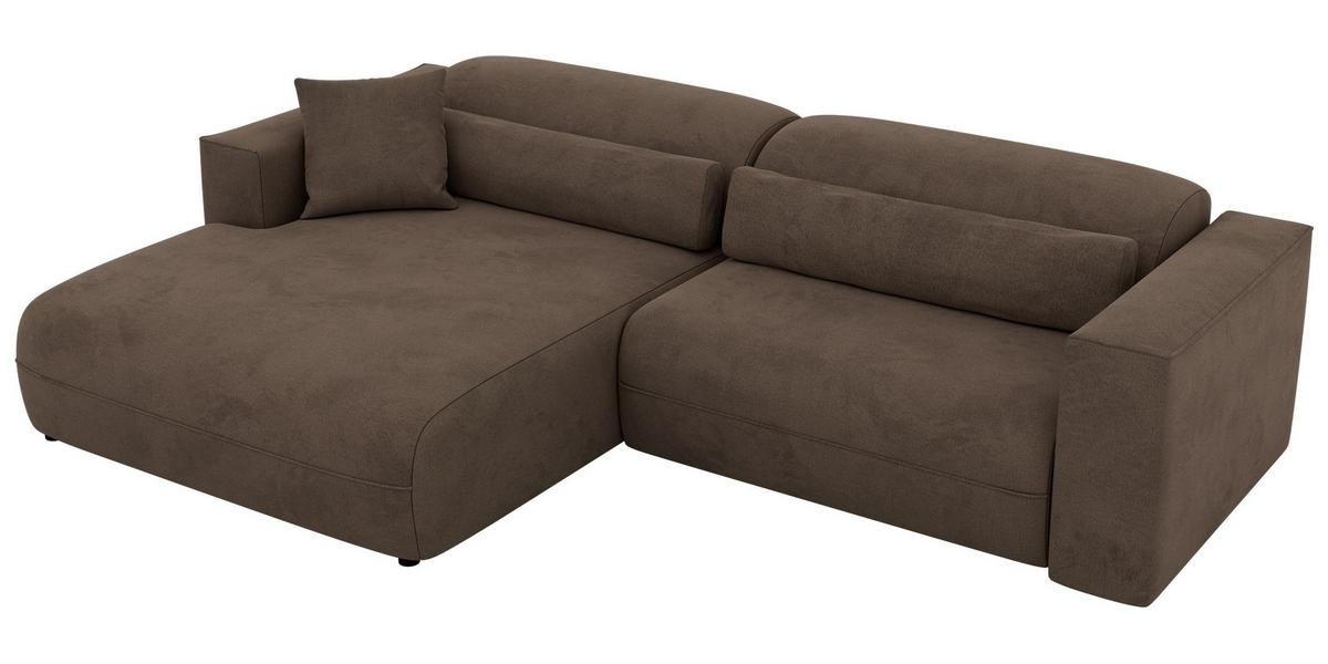 ECKSOFA PAZURRO L - Braun Velvet - Links Seite - Schwarz/Braun, Kunststoff/Textil (288/180cm) - MKS