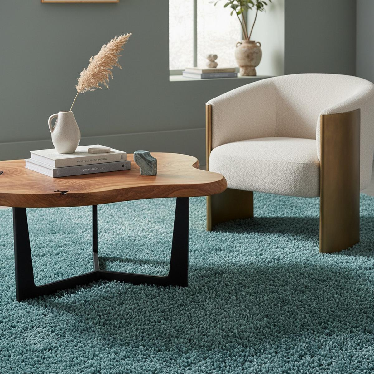 TEPPICH Hochflor SPREE in Türkis, einfarbig, 240 x 340 cm - Blau, Textil (340/240cm) - KADIMA DESIGN