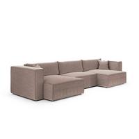 PANORAMASOFA Jimmy 5 Sitzplätze Taupe - Taupe, Holz (348/77/148cm) - Petits-meubles