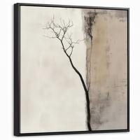 LEINWAND Bilder mit Rahmen - Wabi sabi - Pflanze - Beige - 50x50 - Taupe, Textil (50/50cm) - MuchoWow