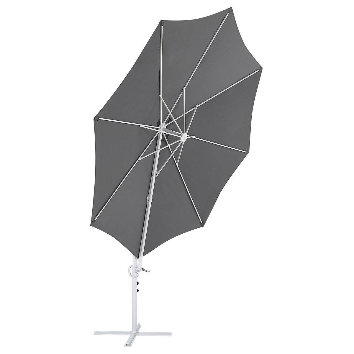 AMPELSCHIRM dunkelgrau/weiß 295 cm Savona II - Weiß/Grau, Textil (295/295cm) - Beliani