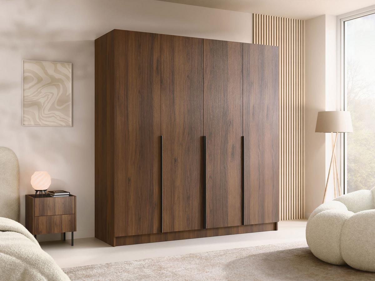 KLEIDERSCHRANK Santi I - Nussbaumfarben/Schwarz, Holzwerkstoff/Metall (200/215/58cm) - MIRJAN24