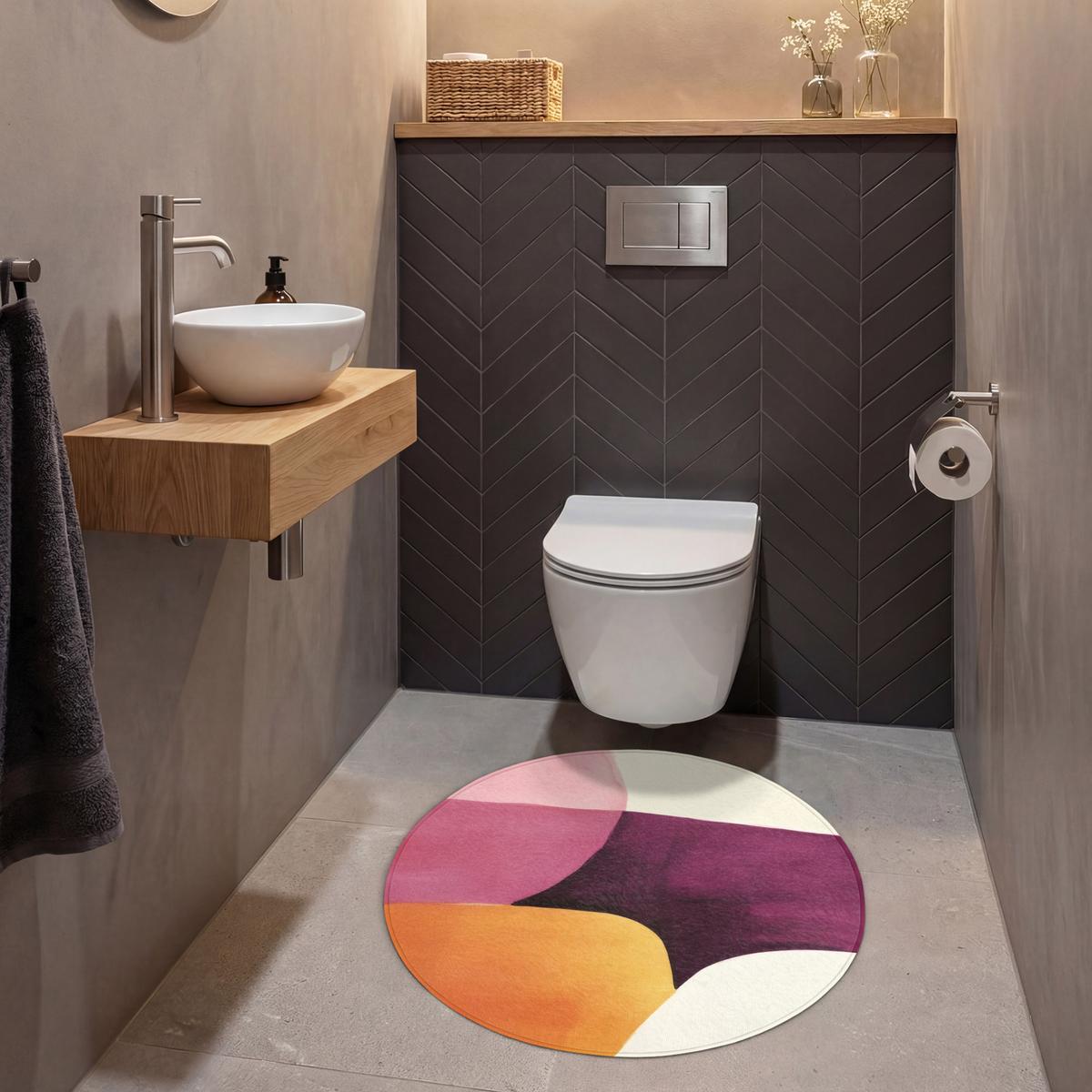 WC-VORLEGER Formen - Abstrakt - Farbenfroh Toilettenteppich 70x70 cm - Terracotta, Textil (70/1cm) - OnlyWow