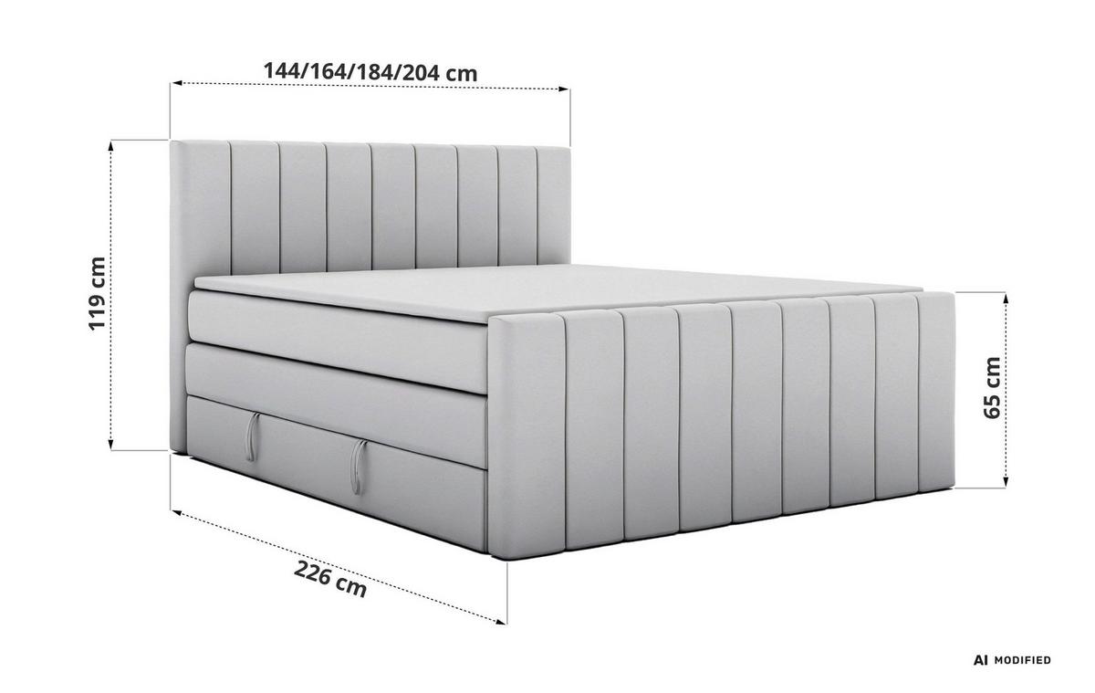 BOXSPRINGBETT ALVER KING DUO 180/200 - Braun Velvet - Topper T25 - H3 - Schwarz/Braun, Kunststoff/Textil (180/200cm) - MKS