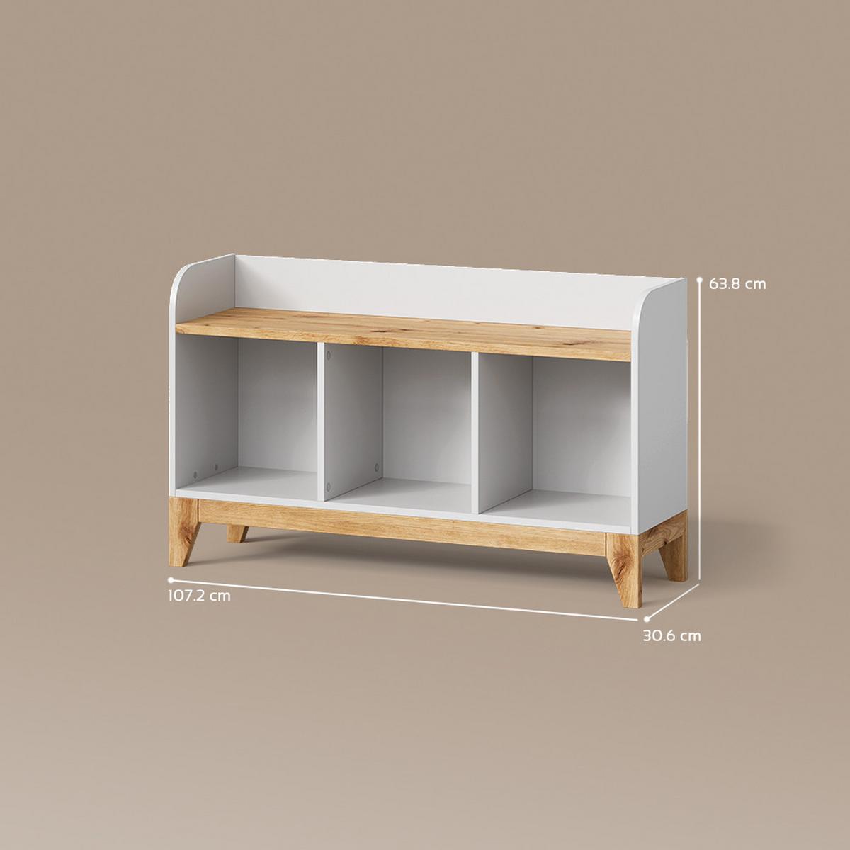 KINDERSITZBANK Mailo Weiß/Artisan 107.2 x 63.8 cm mit 2 Schubladen - Weiß/Eiche Artisan, Holzwerkstoff (107.2/63.8/30.6cm) - Livinity®