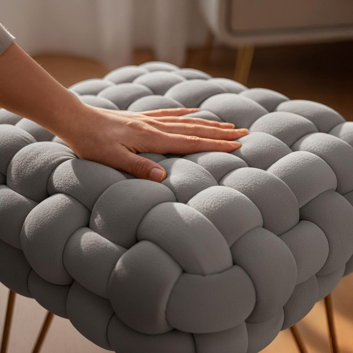 POLSTERHOCKER mit Stahlbeinen Grau grau 38/42/38 - Grau, Textil (38/42/38cm) - RAUMHIRSCH FURNITURE