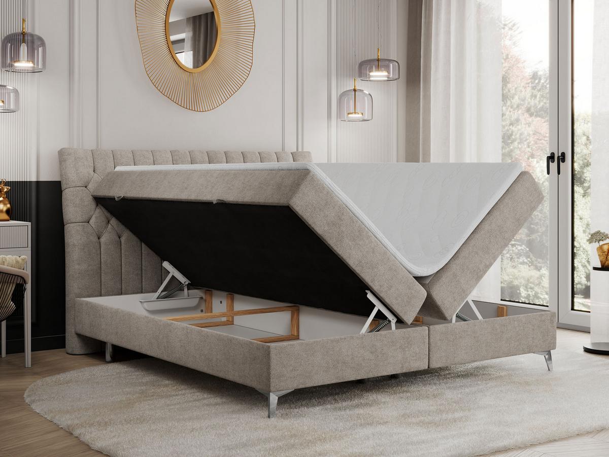 BOXBETT MILEN 120/200 Beige Struktur - H3 - Beige, Holz/Textil (120/200cm) - MKS
