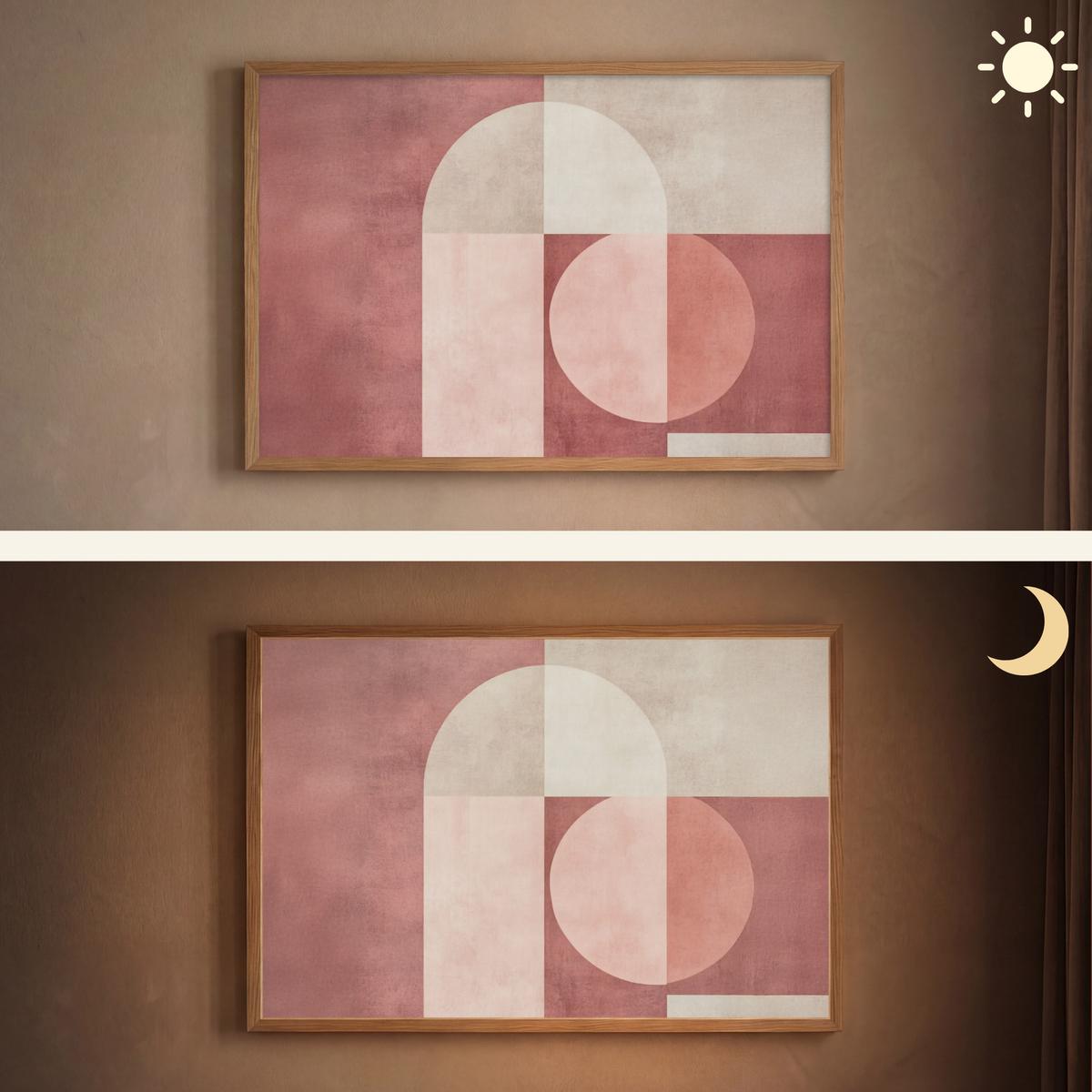 WANDLEUCHTE MIT AKKU Figuren - Abstrakt - Rosa 100x70 cm - Altrosa, Holzwerkstoff (100/70/8cm) - OnlyWow