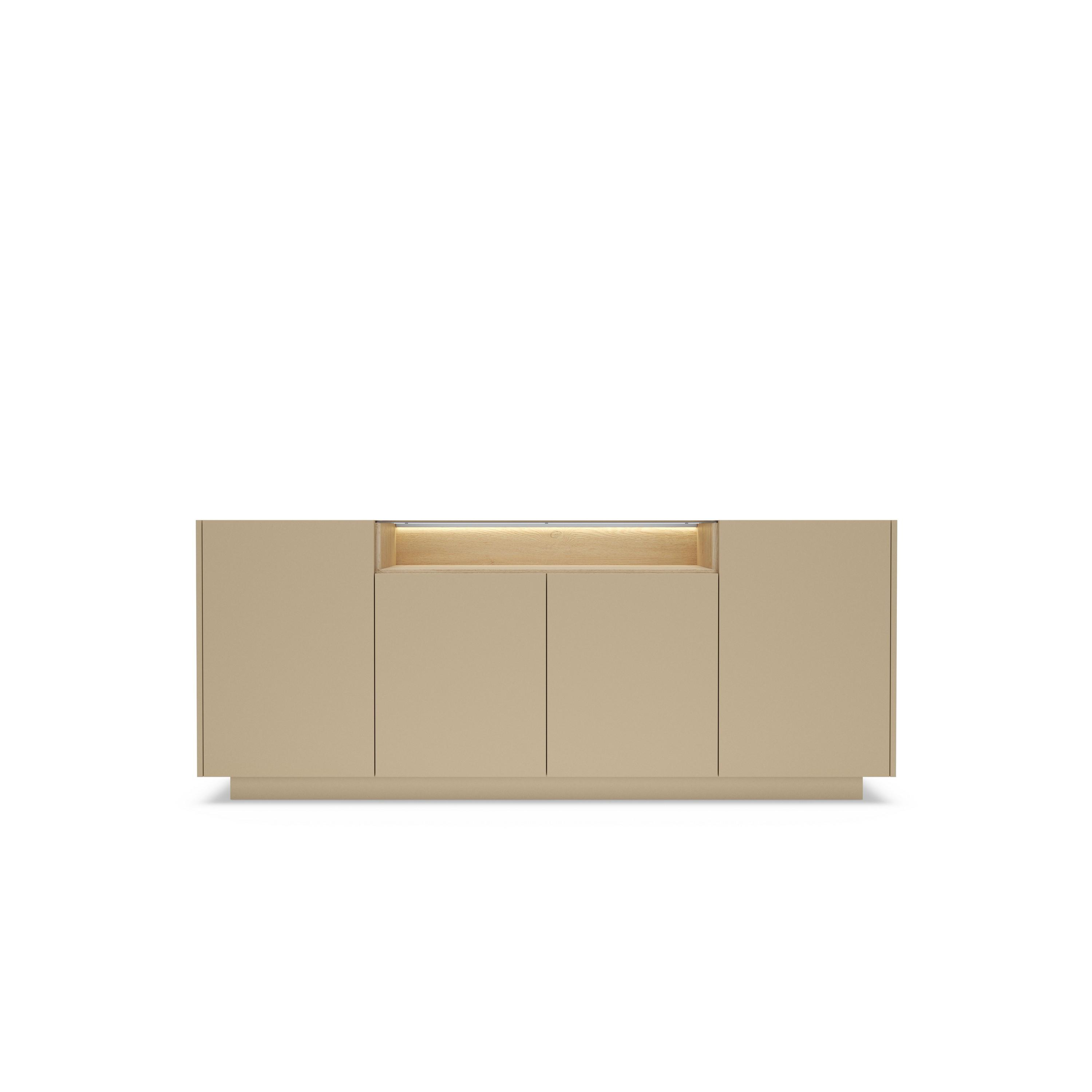 KOMMODE PORTA 203/83/39,5cm mit Schubladen 4 Türen Beige - Eichefarben/Beige, Holzwerkstoff (203/83/39.5cm) - MASSENO