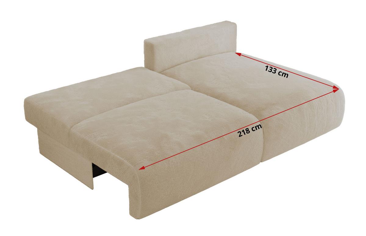 ECKSCHLAFSOFA VIVO L Creme Plüsch - rechts - Creme/Schwarz, Kunststoff/Textil (150/223cm) - MKS