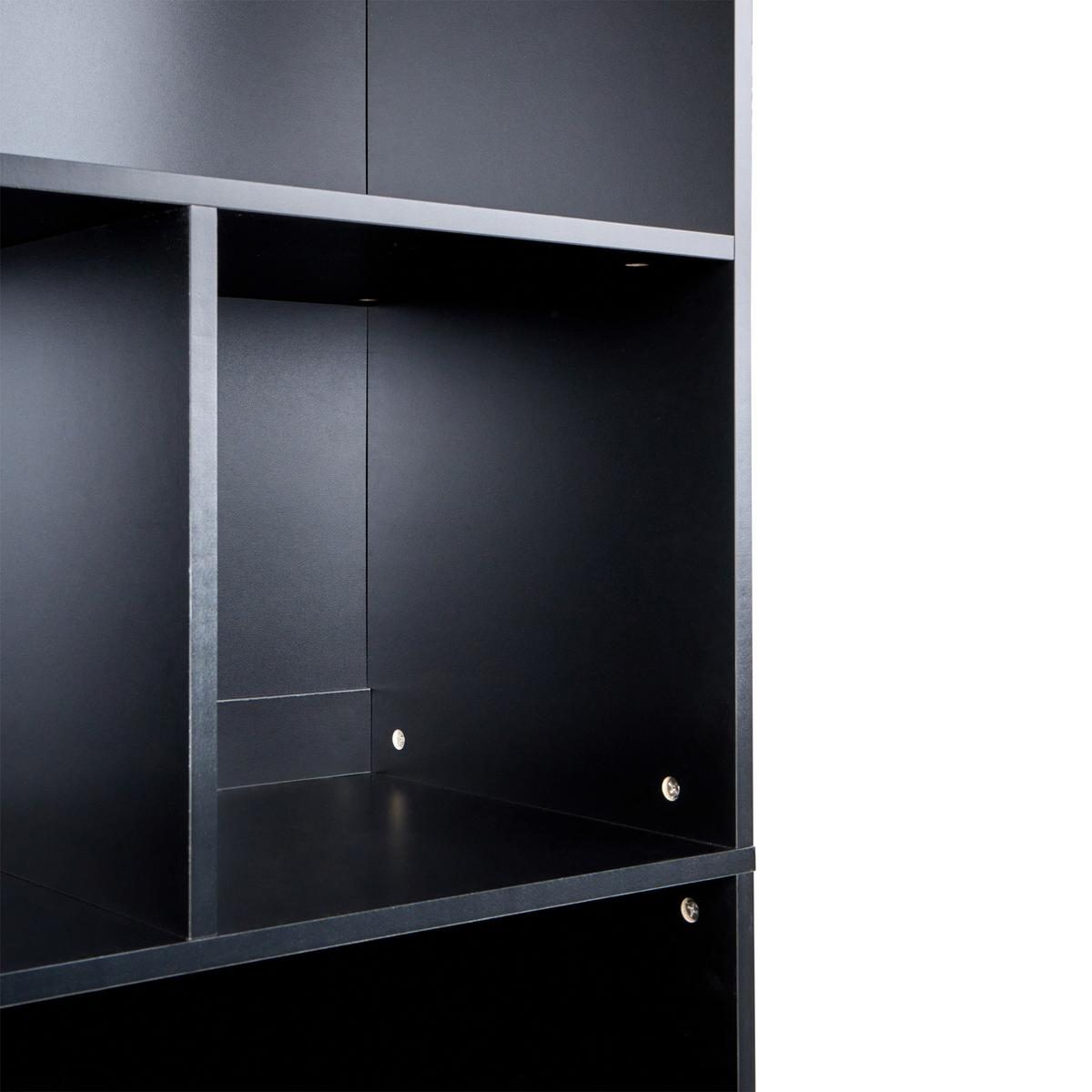 BÜCHERREGAL mit 2 Türen Braun/Schwarz Zehna - Braun, Holzwerkstoff (80/197/40cm) - Beliani
