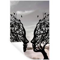 WANDTATTOO Strand - Meer - Menschen - Baum - Moderne Kunst Wandbild 40x60 cm - Hellgrau, Kunststoff (40/60/0.1cm) - MuchoWow