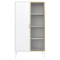 VITRINE Vena Weiß 90 cm - Goldfarben/Weiß, Holzwerkstoff/Kunststoff (90/160.2/40cm) - Selsey