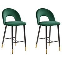 BARSTUHL 2er-Set Samtstoff Grün Falton - Grün, Textil/Metall (48/98/49cm) - Beliani