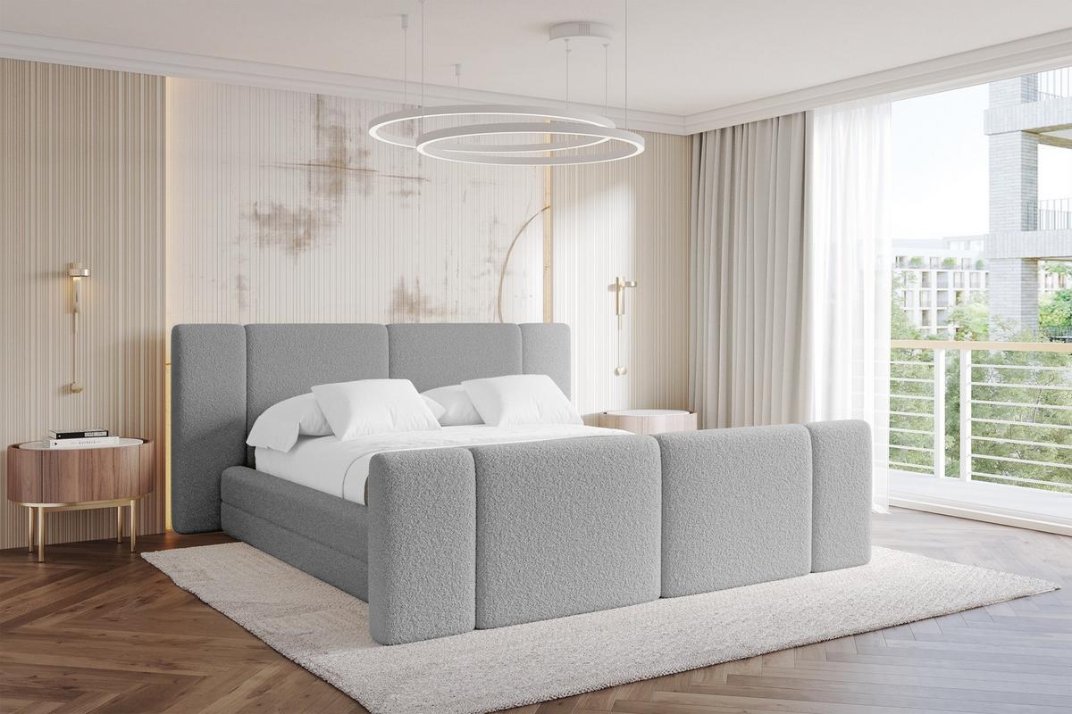 POLSTERBETT mit Bettkasten, Fußteil und Lattenrost, Bett mit Matratze H3/H4 - TEVO-Z 140x200 Hellgrau - Taupe, Holzwerkstoff/Textil (140/200cm) - ALTDECOR