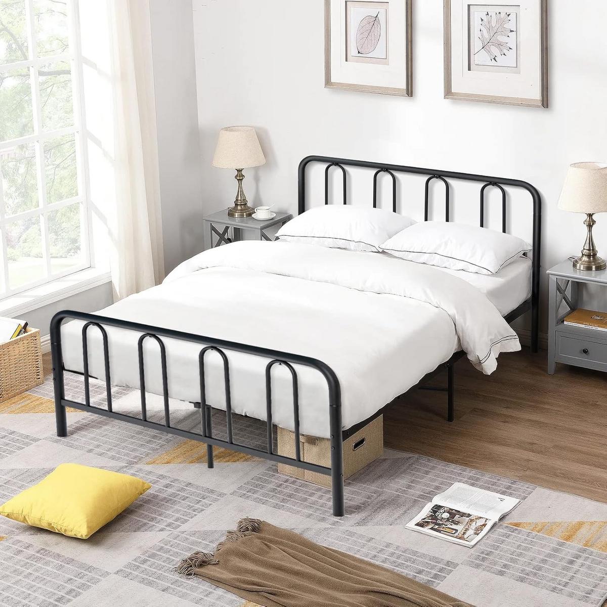 BETTRAHMEN Metallbett Schwarz - Schwarz, Metall - COSTWAY