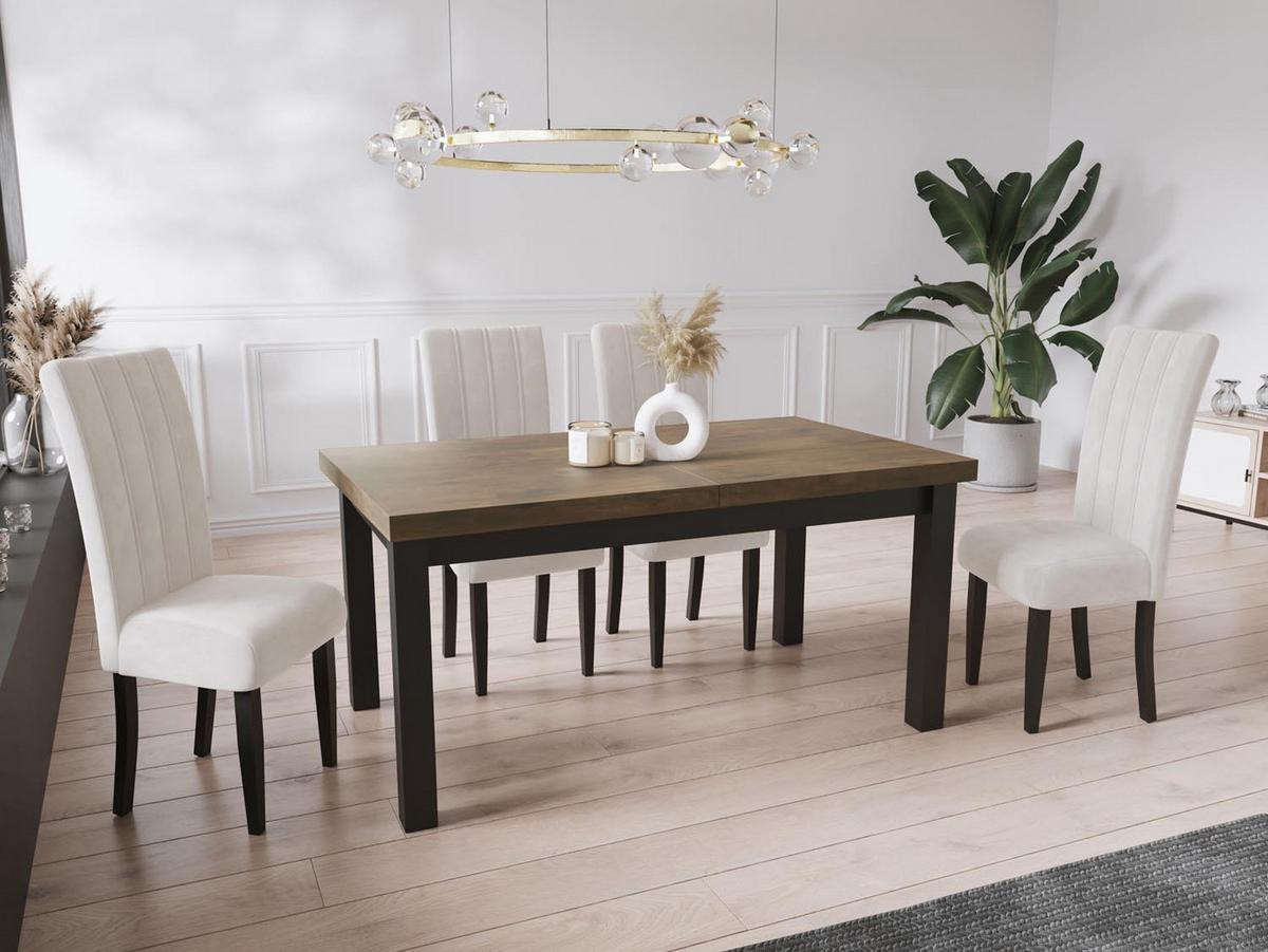 ESSTISCH Gemini rechteckig ausziehbar, Lefkas Eiche 140-180/80/78 cm - Alteiche/Schwarz, Holz/Holzwerkstoff (80/180/78cm) - WFL GROUP