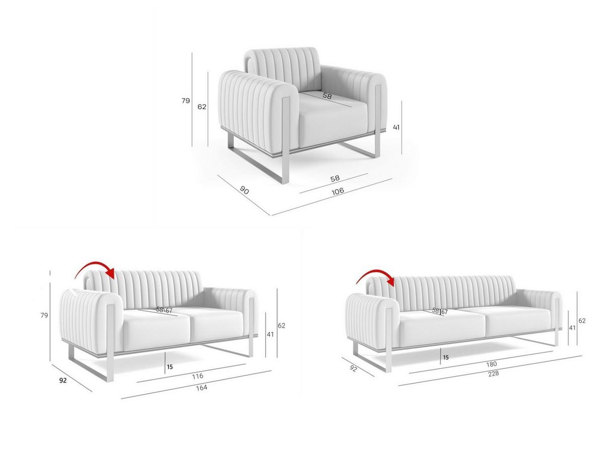 SOFASET Valerie 3-2-1 - Braun, Holzwerkstoff/Textil (228/79/90cm) - Fun Möbel