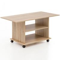 COUCHTISCH drehbar mit Rollen und Stauraum aus Holz, Sonoma 54x95x51 cm - Beige/Schwarz, Holzwerkstoff/Kunststoff (95/54/51cm) - KADIMA DESIGN