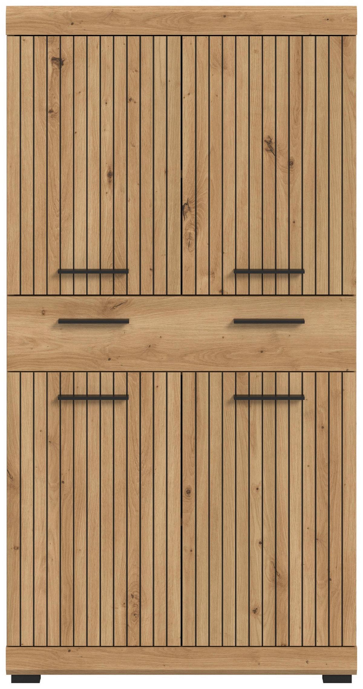 MIDISCHRANK Eiche Artisan 74 x 143 cm, Badschrank mit viel Stauraum - Schwarz/Eiche Artisan, Holzwerkstoff/Kunststoff (74/143/31cm) - Inn.Furn
