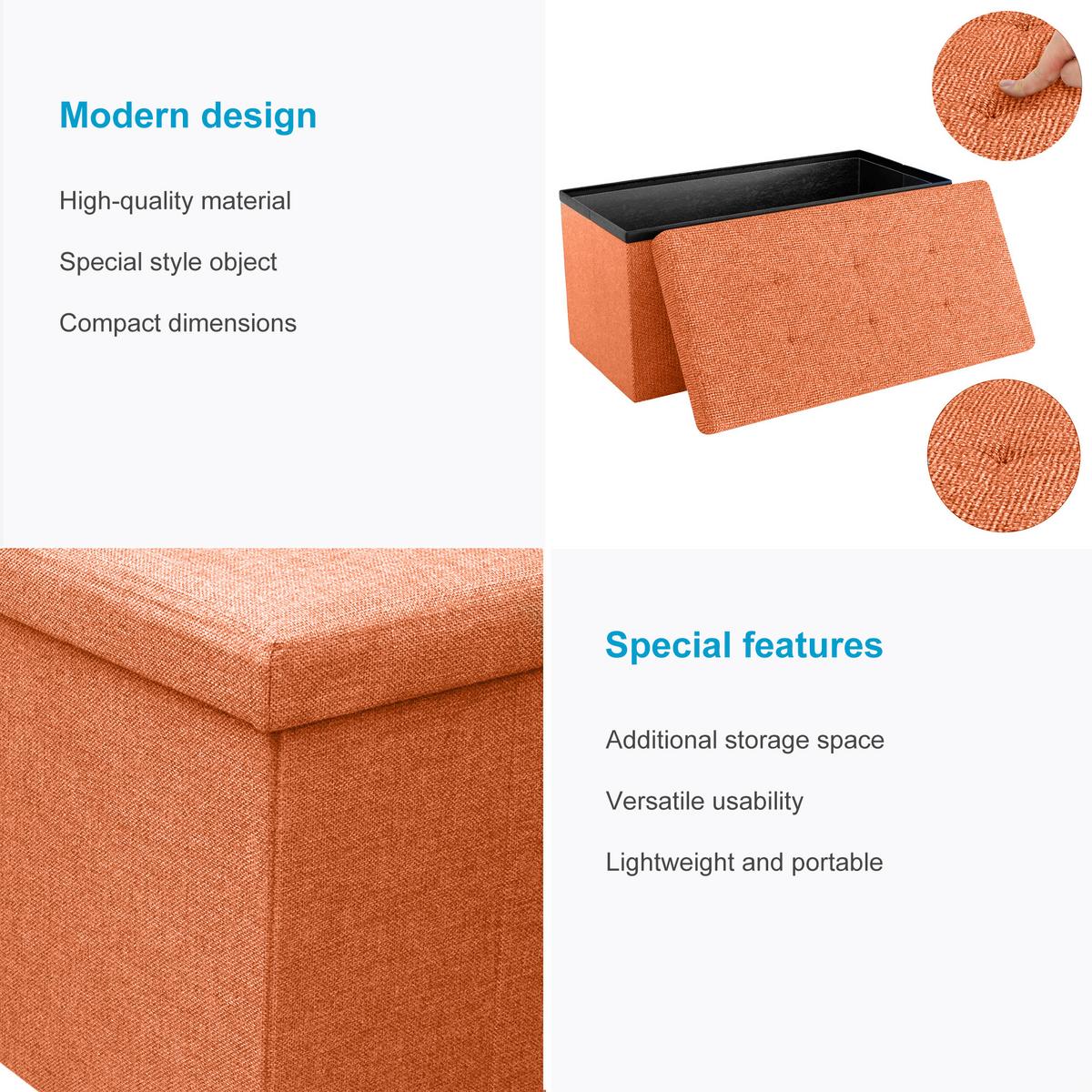 SITZBANK Faltbar in Leinen Optik 78/38/38 cm (Orange) - Orange, Textil (78/38/38cm) - Intirilife