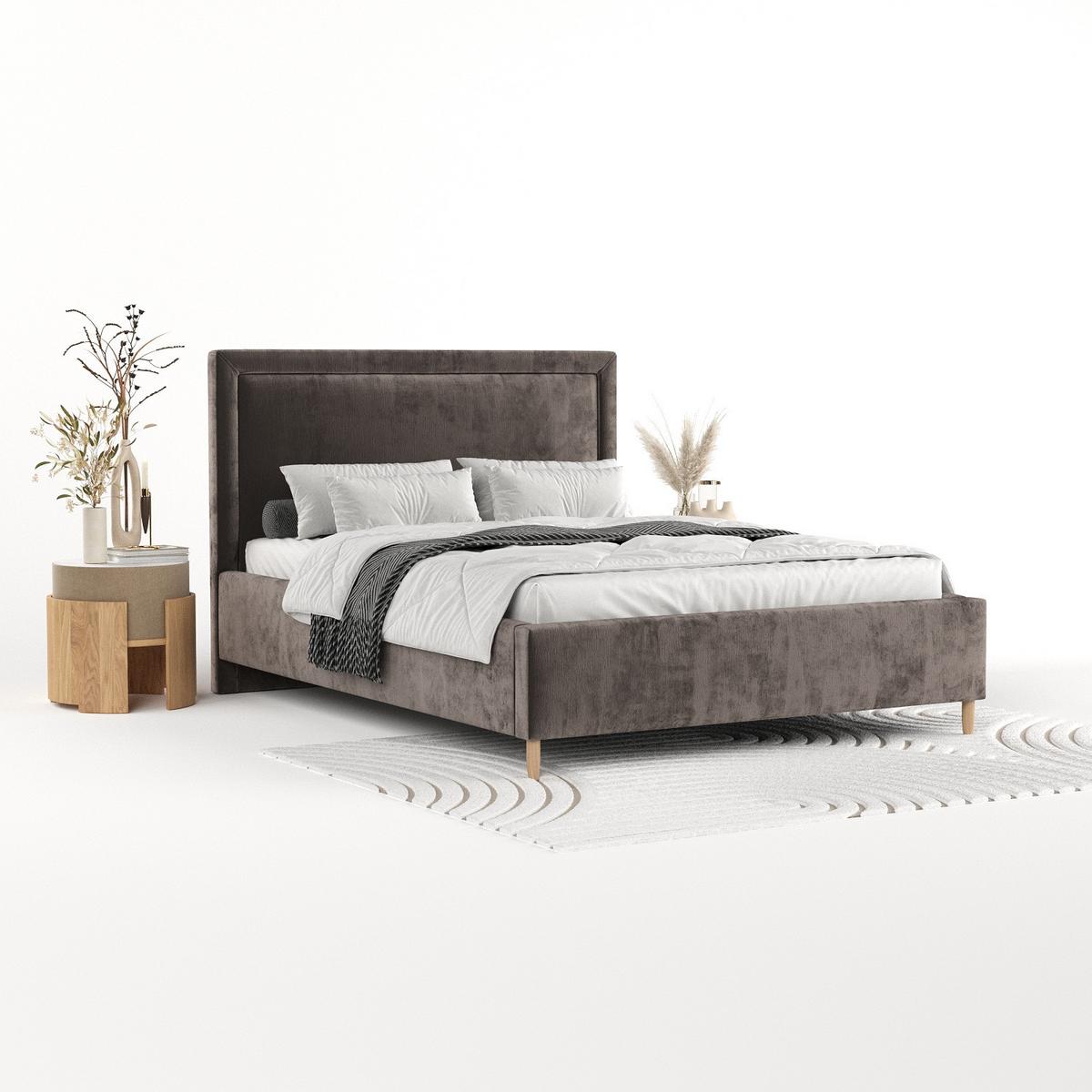POLSTERBETT Vega 120/200 cm Braun im Lotta Stoff - Naturfarben/Braun, Holz/Holzwerkstoff (120/200cm) - AltaBeds