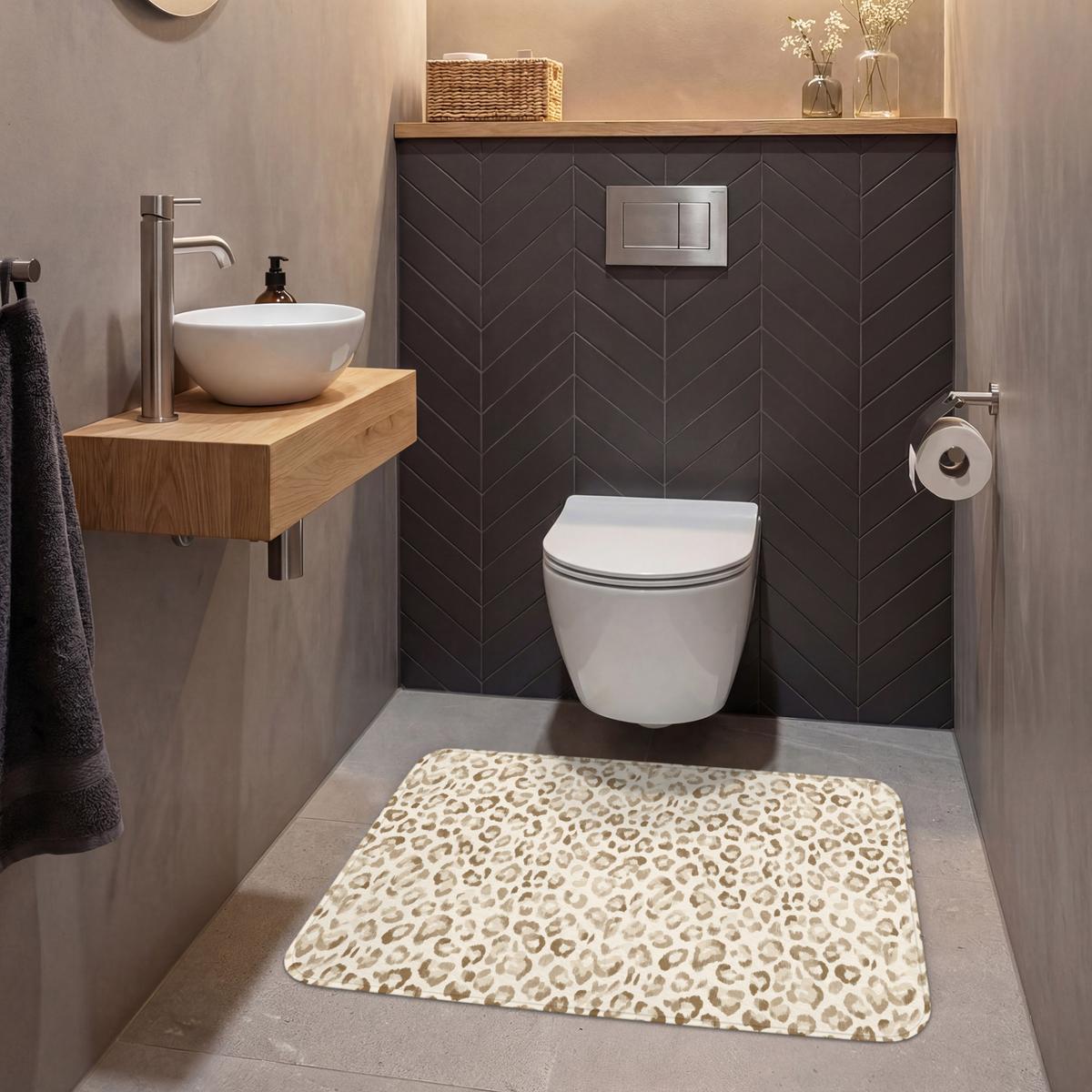 WC-VORLEGER Leopard - Klassisch - Beige Toilettenteppich 90x60 cm - Hellbraun, Textil (90/1cm) - OnlyWow