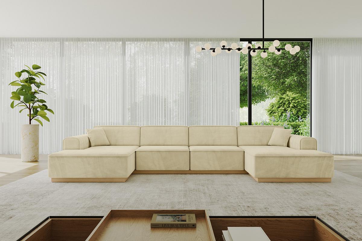 WOHNLANDSCHAFT IREA-U2-v2 - 386x165x80 cm Beige - Taupe, Holzwerkstoff/Textil (386/80/165cm) - ALTDECOR