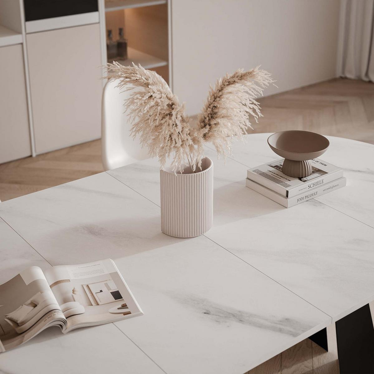 AUSZIEHTISCH FORTE 120/76 cm, Schwarz / Bianco (Weiß) - Perlmutt/Schwarz, Holzwerkstoff/Metall (120/120/76cm) - Idohome
