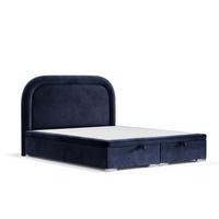 POLSTERBETT Harmony mit Stauraum 180/200 cm Marineblau im Uttario Stoff - Chromfarben/Dunkelblau, Holz/Holzwerkstoff (180/200cm) - AltaBeds
