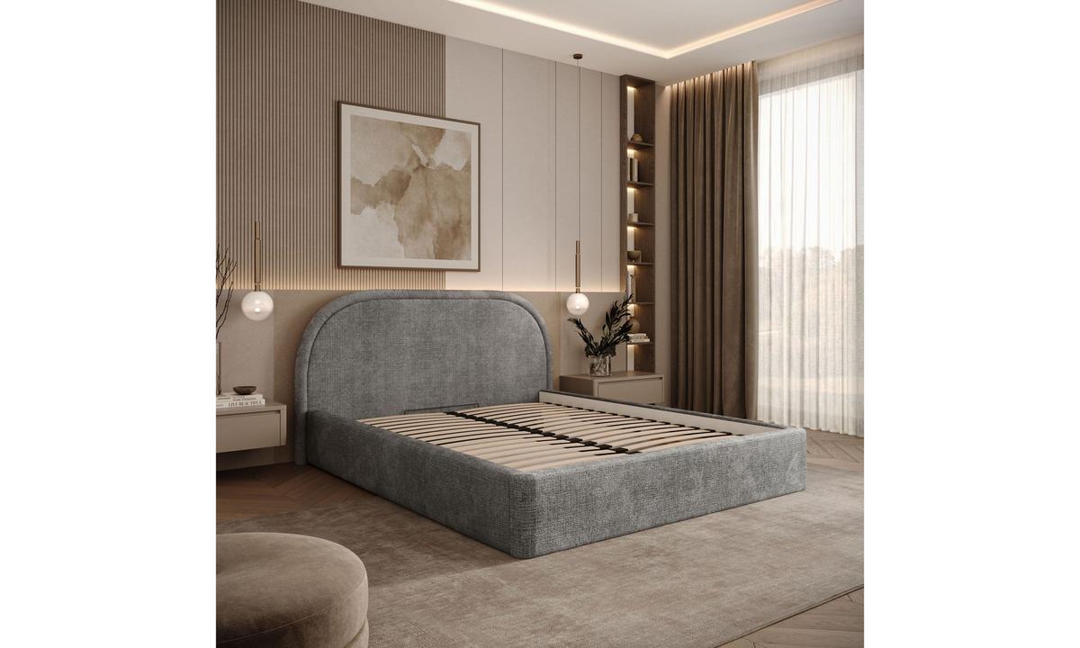 POLSTERBETT OLIVIA 140x200 cm Crem 96 34 Holzlatten - Grau, Textil (140/200cm) - Lookway