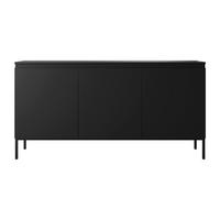 SIDEBOARD Bemmi Schwarz mit schwarzen Beinen 3-türig 150 cm - Schwarz, Holzwerkstoff/Metall (150/77/35cm) - Selsey